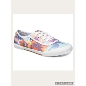 ROXY Santa Cruz Pastel Multi Color Canvas Sneakers Spring Summer Vacay Sz 6